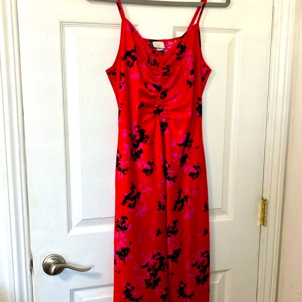 Elegant Red Floral Women's Dress